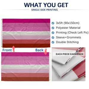 Bandera del Orgullo LGBTQ, Serie de Banderas del Orgullo, Impresión a una Cara, 3x5 pies, 90x150 cm, Bandera del Orgullo Lésbico sin <span class=keywords><strong>Beso</strong></span> - Product Image 2