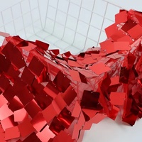 ZSY Big Square Sequin 25mm Plain Brillant Miroir Argent Carré Sequin Tissu sur Maille Blanche