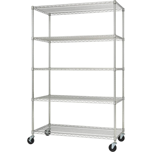 5-Tier NSF EcoStorage מדפי מדף עם גלגלי מתכת מדף חוט אחסון מתלה לבית משרד מוסך מטבח אמבטיה - Product Image 1