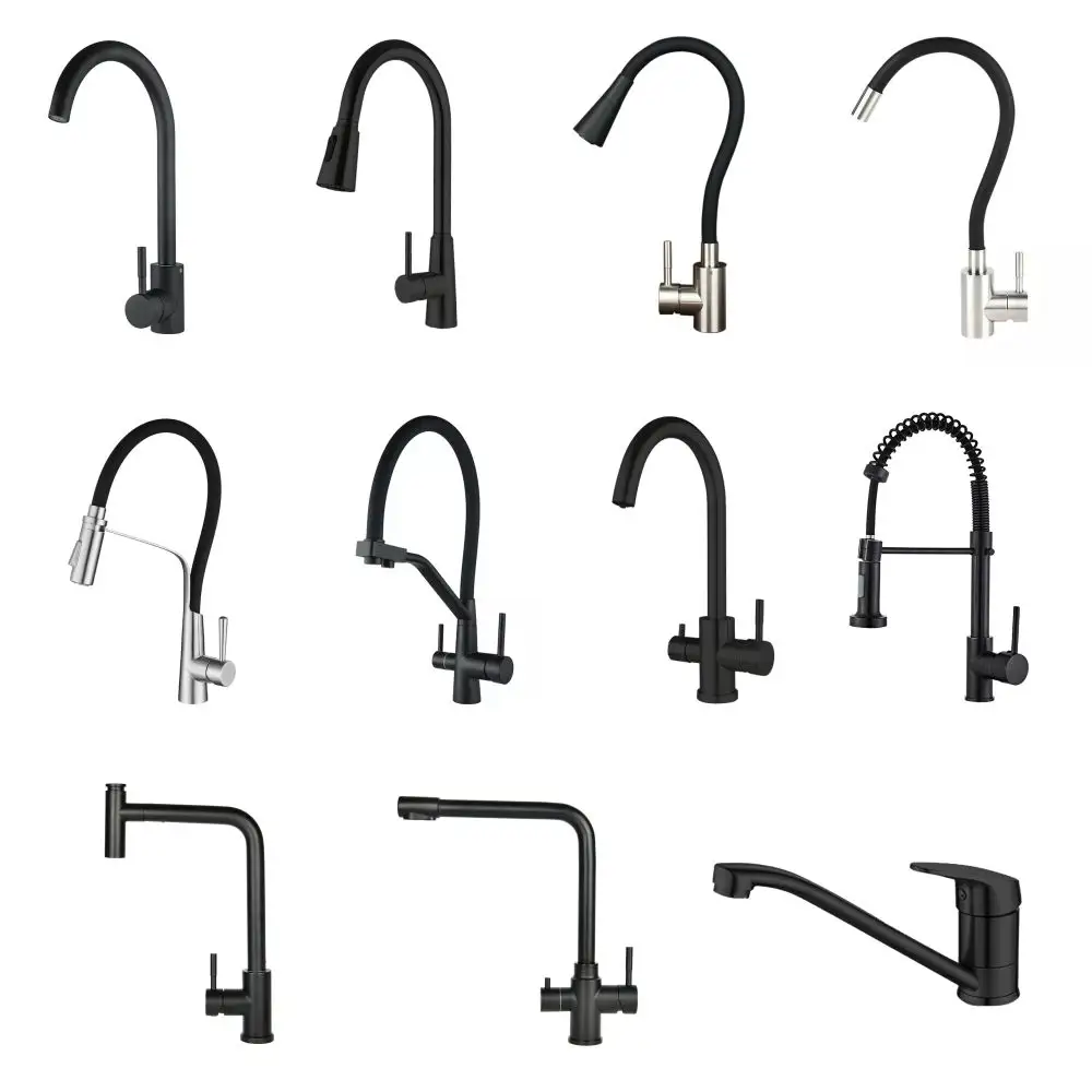 SANIPRO Wholesale 360 Rotation Sprayer Hot Cold Water Filter Tap Mixer Stainless Steel Pull Out Down Black Sink Kitchen Faucets