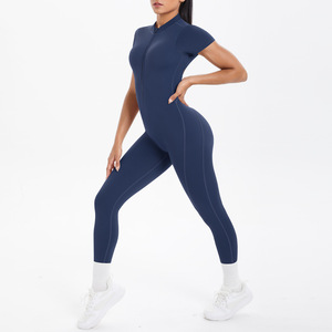 Nuevo mono de manga corta con cremallera, mono deportivo y deportivo con espalda hermosa, ropa de Yoga ajustada, mono de Yoga de una pieza para mujer - Product Image 5