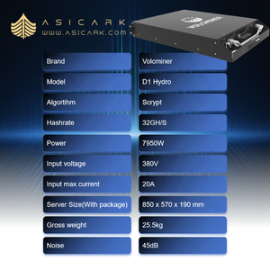 Volcminer D1 <span class=keywords><strong>Hydro</strong></span> 32G Scrypt <span class=keywords><strong>Hydro</strong></span>-cooling Metal 380V LTC เครื่องขุดเหรียญโดจคอยน์ประสิทธิภาพสูง 7950W 50dB ฟาร์มขุดเหรียญ ASIC - Product Image 3