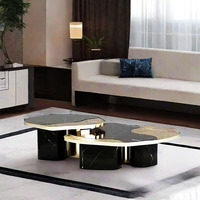 Table basse de salon de luxe personnalisée combinaison moderne en acier inoxydable et marbre de luxe léger pour l'utilisation de meubles de maison