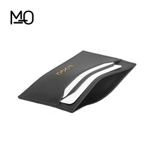 Custom Saffiano <span class=keywords><strong>nero</strong></span> in vera pelle con Logo in oro goffrato e Design moderno minimalista per gli uomini - Product Image 2
