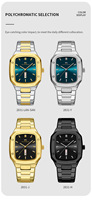 VA VA VOOM 2831 Montre-bracelet analogique de luxe pour homme en acier inoxydable, boîtier rectangulaire de haute qualité, étanche, design cartoon