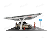 Structure de stationnement photovoltaïque HBGenix Y-03 en acier, carport solaire à poteau unique en cantilever, utilisation en terrain ouvert, surface anodisée, résistance au vent 60 m/s