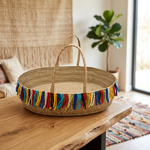 Cesta Redonda Ecológica para Bebé con Asa, Diseño Zen Asiático, de Yute Colgante, para Bebés de 0 a 6 Meses, para Interiores, para Baby Shower - Product Image 2