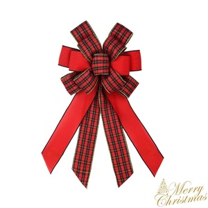 Hying Classic <b>Christmas</b> Bow <b>Tree</b> Shape Polyester Green Red Front Door <b>Wall</b> Decor with Merry <b>Christmas</b> Words 20.87x11.42 Inches - Product Image 5