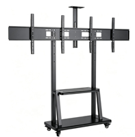 Chariot TV double robuste sur roulettes, réglable en hauteur, mobile, pour affichage multi-écrans, charge maximale 150 kg, pour bureau et affichage commercial
