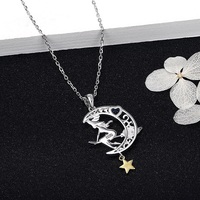 Collier pendentif à breloque sorcière magique en cristal de croissant de lune en argent sterling 925