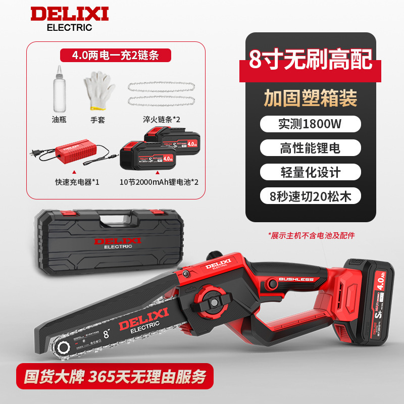 Delixi new free [8 inch 4.0AH two electric] double chain gloves oil po