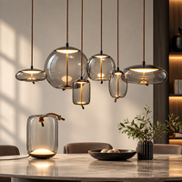 Luminaire suspendu en verre gris nordique moderne avec corde en jute, lampe suspendue minimaliste pour salle à manger, bar, café
