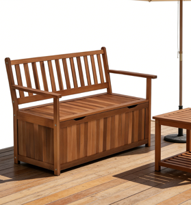 Panca Contenitore <span class=keywords><strong>da</strong></span> <span class=keywords><strong>Esterno</strong></span> in Legno di Teak Acacia - Contenitore con Seduta per Patio, Giardino, Balcone, Cortile, Deposito Attrezzi <span class=keywords><strong>da</strong></span> Giardino - Product Image 2