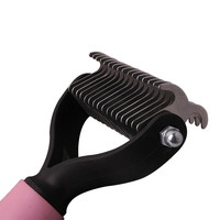 Peigne démêlant pour animaux de compagnie, râteau pour sous-poil, outil de toilettage pour chats et chiens, brosse à double face pour enlever les nœuds