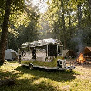 Carrito de Venta Estilo Retro Equipado con Acero Inoxidable Pulido y Ruedas de Desplazamiento Suave para Operaciones de Comida en la Playa - Product Image 2