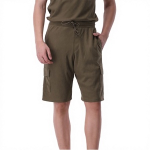 Custom Summer Thick <b>Corduroy</b> Breathable Cotton/Bamboo Fiber Drawstrings Elastic Waist Cargo Pocket <b>Brown</b> Casual Men Long Pants - Product Image 3