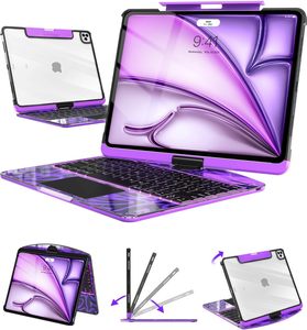 Custodia Trasparente con Tastiera per <span class=keywords><strong>iPad</strong></span> Air 11 pollici/<span class=keywords><strong>iPad</strong></span> 10a generazione 10.9 pollici (2022) con Tastiera Retroilluminata, Touchpad, Supporto Girevole a 360° e Porta Matita - Product Image 1