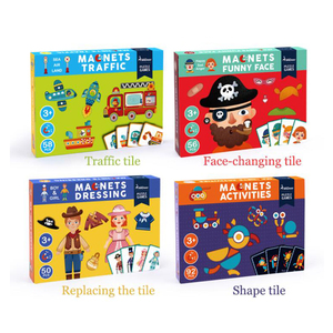 Children Traffic Change Face Baby Early Education Paper Toys Game Kids Chirstmas Gift Magnetic Puzzle Box