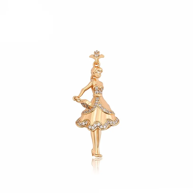Jesteś xuping joias moda simples balerina 18k, conjunto de ouro com pingente de diamante, alta sensação