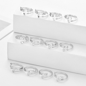 Anillo Retro Simple con Letra Inglesa para <span class=keywords><strong>Mujer</strong></span>, Nuevo Anillo de Acero Inoxidable que No se Destiñe, Estilo Europeo Americano de 18K, Anillos de Moda para <span class=keywords><strong>Hombre</strong></span> - Product Image 4
