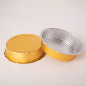 Bol jetable pour cheesecake <span class=keywords><strong>basque</strong></span>, boîte de cuisson en aluminium, plateau rond doré jetable, résistant au four, avec couvercle, pour l'emballage de boulangerie - Product Image 3
