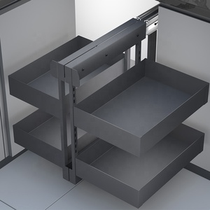 Modern 2-Tier Metal Basket <b>Kitchen</b> Cabinet Organizer Pull Out Magic Corner <b>Storage</b> in Cabinets Blind Cabinet Pull Out Magic Corn - Product Image 2