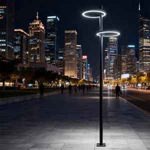 Lámpara de paisaje circular moderna de alta calidad para exteriores de hoteles, diseño de columna LED eléctrica IP65 para patios y calles. - Product Image 5