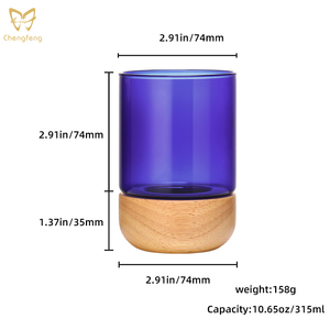Tasse <span class=keywords><strong>à</strong></span> <span class=keywords><strong>café</strong></span> en <span class=keywords><strong>verre</strong></span> <span class=keywords><strong>à</strong></span> haute teneur en borosilicate Base en bois <span class=keywords><strong>Verre</strong></span> de couleur originale Tasse en <span class=keywords><strong>verre</strong></span> ambre/bleu - Product Image 4