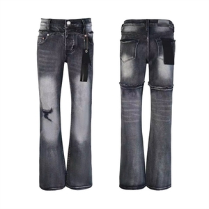 Jeans Streetwear con Logo Ricamato Personalizzato, Pantaloni Retro Skinny a Zampa, Vestibilità Slim per Uomo - Product Image 3