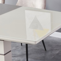 Table à manger rectangulaire au design moderne, élégante, avec base empilable, plateau en verre trempé marbré, table à manger extensible