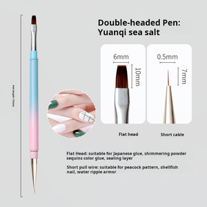 Pinceau à ongles double tête avec support métallique, logo personnalisé, vente en gros, professionnel, pour salon de manucure, pinceau de peinture UV Gel - Product Image 6