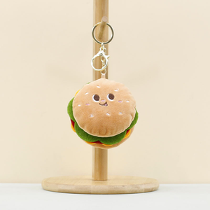 Grosir boneka mainan lembut Hamburger kartun lucu gantungan kunci liontin mewah kustom dengan lapisan jaring nilon untuk promosi hewan boneka - Product Image 3