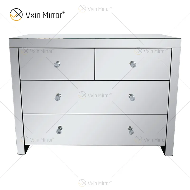 Nhà Máy Cung Cấp WXF-804 Bạc Trang Trí Nội Thất Mirored Tủ Cabinet Với Muti Ngăn Kéo