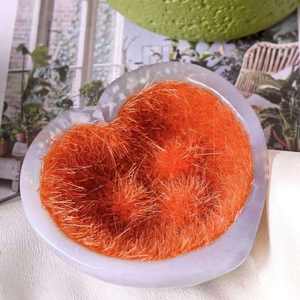 ลูกบอลขนฟูสีส้มรูปหัวใจจากธรรมชาติในชามอาเกตธรรมชาติ งานฝีมือคริสตัลประดิษฐ์สำหรับตกแต่งโต๊ะทำงาน - Product Image 2