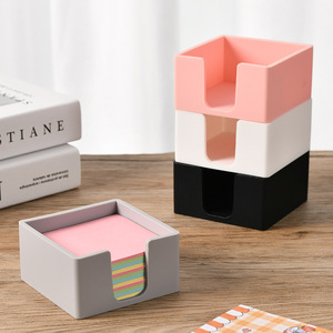 ที่ใส่กระดาษโน้ตซิลิโคนแบบสี่เหลี่ยม 8.5x8.5x4.5 ซม. อุปกรณ์จัดโต๊ะทำงานสำหรับสำนักงานนักเรียน ใช้ได้ทั้งสีเทา สีชมพู สีขาว สีดำ - Product Image 1