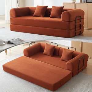 Nâu tiết kiệm không gian Pull-out loveseat đám mây đi văng sofa chuyển đổi thành giường kim loại khung kéo ra <span class=keywords><strong>futon</strong></span> sofa giường giá rẻ với <span class=keywords><strong>futon</strong></span> - Product Image 1