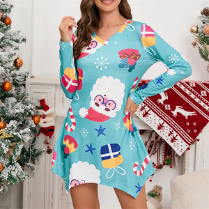 Vestido Corto Mini Navideño <span class=keywords><strong>2023</strong></span> para Mujer, Cuello Redondo, Corte Ajustado, Cintura Natural, Color Sólido, Ecológico y Lavable - Product Image 5