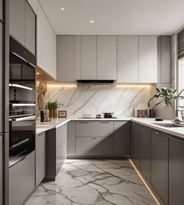 Juego de Muebles de Cocina de Madera en Venta, Panel Superior Nuevo, Madera, Moderno, Modular, Gabinetes de Cocina de MDF, Tamaños Personalizables - Product Image 2