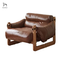 Fauteuil en bois de style rétro nordique de luxe pour salon, mobilier moderne pour hôtel, bureau, canapé et salon à domicile en cuir