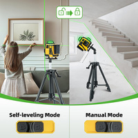 Niveau laser industriel 16 lignes 360° auto-nivelant avec trépied, outil de nivellement 4D, lumière verte, batterie Li-Ion, DC 18V, précision 1mm