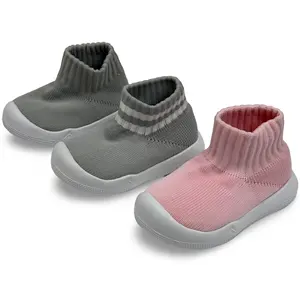 Atacado Logotipo Personalizado Casual Fios De Malha Macia Crochet Baby Shoes Walking Toddler Shoes