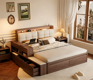<span class=keywords><strong>Cama</strong></span> de Madera Maciza Estilo Nórdico, <span class=keywords><strong>Cama</strong></span> de Roble con Base Tipo Caja, Estilo Japonés Moderno y Sencillo, <span class=keywords><strong>Cama</strong></span> Doble con Almacenamiento para Dormitorio Principal - Product Image 2