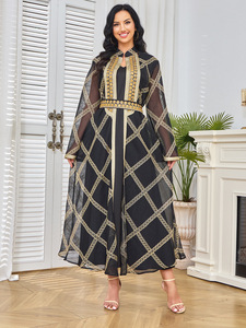 Conjunto de Dos Piezas de Ropa Islámica Vintage de Lana para <span class=keywords><strong>Mujer</strong></span>, Turbantes Bordados Marroquíes, Cárdigan, Túnicas ODM para Fiesta - Product Image 4