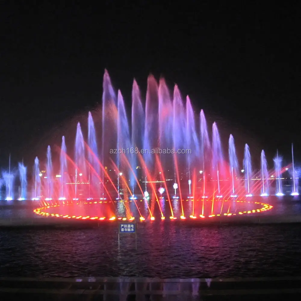 Fuente de agua exterior personalizada, proyecto de espectáculo de agua, fuente flotante de Lago Musical colorida