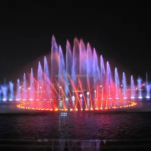 Fuente de agua exterior personalizada, proyecto de espectáculo de agua, fuente flotante de Lago Musical colorida