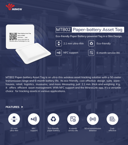 Minew - Etiqueta de Seguimiento de Activos Inalámbrica Ultrafina, Ibeacon Bluetooth Ble 5.0, Etiqueta Adhesiva MTB02 con Batería de Papel - Product Image 2