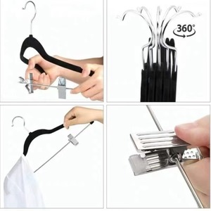 Adult pants hanger, plush fabric hanger with clips, plastic anti-slip clothing store rack, <b>clothes</b> hanger, plastic <b>clothes</b> rack - Product Image 3