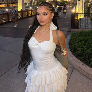 Robe d'été décontractée pour femmes, en tricot patchwork, sans manches, mini-robe avec fermetures éclair, tenue de fête de vacances, haute qualité, vente chaude - Product Image 2