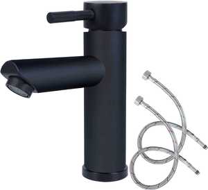 Salle de bain 304 raccords d'évier en acier inoxydable Matt lavabo robinet ensemble salle de bain lavabo mitigeur - Product Image 1