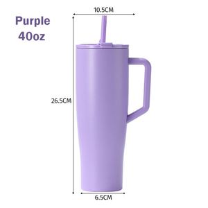 Custom 40oz <b>Large</b> Capacity Stainless Steel Tumbler Vacuum Insulated Metal Travel <b>Mug</b> With Handle and Straw - Product Image 1